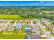 Aerial view of a suburban neighborhood featuring homes with private pools and lush green lawns at 7107 58Th E Ter, Palmetto, FL 34221