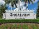 Shoreview at Lakewood Ranch Waterside community sign surrounded by manicured landscaping at 7864 Grande Shores Dr, Sarasota, FL 34240