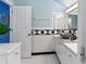 Bright bathroom featuring a unique vanity sink, decorative wall accents, and ample counter space at 861 Nectar Rd, Venice, FL 34293