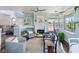Bright living room with a fireplace, large windows, and comfortable seating for a cozy atmosphere at 861 Nectar Rd, Venice, FL 34293