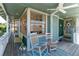 Cozy front porch with rocking chairs, ceiling fan, and views of the surrounding neighborhood at 861 Nectar Rd, Venice, FL 34293