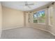Bright and airy bedroom, featuring carpet flooring, a ceiling fan, and multiple windows providing an abundance of natural light at 1363 New Forest Ln, Osprey, FL 34229