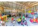 Interior of a spacious workshop with ample storage, shelving, and lighting for various projects at 2611 221St E St, Bradenton, FL 34211