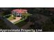 Exterior view of property highlighting approximate property lines and lush landscaping at 524 Schooner Ln, Longboat Key, FL 34228