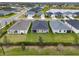Aerial view showcases backyards, connecting homes, and suburban charm in landscape at 6708 162Nd E Pl, Parrish, FL 34219