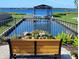 Scenic waterfront view with a boat lift, captured from a park bench, offering serene outdoor living at 1264 Riverscape St # B, Bradenton, FL 34208