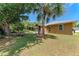 Large backyard featuring a shed, mature trees, and well-maintained grass, perfect for outdoor activities at 1631 Madison Ave, North Port, FL 34286