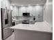 Modern kitchen featuring stainless steel appliances, light blue cabinets, and white countertops at 2722 Nancy St, Sarasota, FL 34237