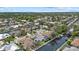 Aerial shot showcases waterfront homes along canals, highlighting the community's unique waterways and screened pools at 4715 Spinnaker Dr, Bradenton, FL 34208