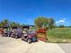 A line of golf carts sit ready to be used on the well-maintained golf course at 4729 Peridia E Blvd, Bradenton, FL 34203