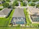Aerial image showcases a private screened-in pool in a grassy backyard at 5919 100Th E Ave, Parrish, FL 34219