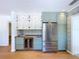 The kitchen features stainless steel appliances, built-in wine storage and light green cabinets at 763 Siesta Dr, Sarasota, FL 34242