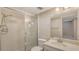Bright bathroom featuring a shower and mirrored vanity at 811 Oak Dr # 811, Bradenton, FL 34210