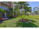 Well-maintained community grounds with manicured lawn and mature palm trees at 845 Benjamin Franklin Dr # 106, Sarasota, FL 34236