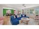 Open-concept living room with stylish furniture and a seamless flow to the dining area at 1960 Lincoln Dr, Sarasota, FL 34236