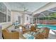 Relaxing screened patio offers comfortable seating and a view of the inviting pool area at 1960 Lincoln Dr, Sarasota, FL 34236