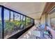 Relaxing screened patio with comfortable seating and views of the lush green landscape at 4947 Greencroft Rd # 175, Sarasota, FL 34235
