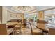Elegant dining area with modern lighting, stylish seating, and scenic views at 915 Seaside Dr # 405 Weeks 22-23, Sarasota, FL 34242