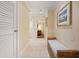 Neutral hallway with tiled flooring leading to a living area, bathroom, and bedroom at 915 Seaside Dr # 405 Weeks 22-23, Sarasota, FL 34242