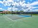 Clean tennis court with lights, perfect for an evening match, offering a great way to stay active and socialize at 13644 Brilliante Dr, Venice, FL 34293
