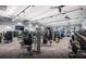 Well-equipped gym featuring modern cardio and weightlifting machines, ceiling fans, and large windows for natural light at 17640 Northwood Pl, Bradenton, FL 34202