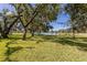 Scenic backyard view featuring mature trees offering shade and overlooking a peaceful lake at 2309 Chardonnay Ter, Parrish, FL 34219
