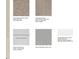 Image displays the carpet, tile, cabinet, quartz, and paint options for the home at 5901 Biscotti St, Nokomis, FL 34275