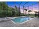 Enclosed swimming pool and spa area, featuring a tiled deck and lush green surroundings at 7538 Camden Harbour Dr, Bradenton, FL 34212