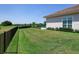 Expansive backyard with lush green lawn, privacy fence, and a glimpse of the inviting pool area at 17114 Verona Pl, Lakewood Ranch, FL 34202