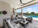 Inviting outdoor living area featuring an outdoor kitchen, comfortable seating, and a refreshing pool at 17114 Verona Pl, Lakewood Ranch, FL 34202
