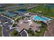 Aerial of community with pool, clubhouse, and amenities at 17118 Vardon Ter # 307, Bradenton, FL 34211