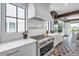 Bright, modern kitchen with stainless steel appliances, a hood range, quartz countertops, and natural light at 224 Chilson Ave, Anna Maria, FL 34216