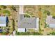 An aerial view showcases the home's well-maintained roof and landscaped surroundings in a quiet neighborhood at 519 Bayview Ave, Osprey, FL 34229