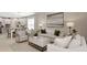 Bright living room featuring stylish furniture, modern decor, and an open layout to the kitchen and dining area at 8505 Snowfall St, Sarasota, FL 34241