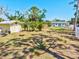 Large backyard with a shed, tropical trees, and a well-manicured lawn at 1518 Stoeber Ave, Sarasota, FL 34232
