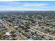 Aerial view showcasing a home with a private pool in a serene, tree-filled neighborhood at 2609 Webber St, Sarasota, FL 34239