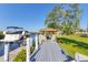 Waterfront dock with a tiki hut and boat provides a serene and luxurious experience at 5206 18Th E Ave, Bradenton, FL 34208