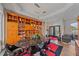 Elegant dining room with a modern table, chairs, and a built-in display cabinet at 5554 Eastwind Dr, Sarasota, FL 34233
