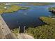The aerial view of waterfront that highlights the boat launch dock at 611 29Th E St, Bradenton, FL 34208