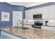 Close-up shot showcasing the granite countertops, cabinetry, and stainless steel appliances in this stylish kitchen at 6524 Willowshire Way, Bradenton, FL 34212