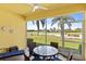 Relaxing screened patio offers comfortable seating with a serene view of the lush golf course at 7155 Boca Grove Pl # 102, Lakewood Ranch, FL 34202