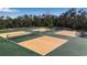 Community pickleball courts with green and yellow surface surrounded by mature trees at 80 Liles St, Terra Ceia, FL 34250