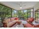 Inviting sunroom with wicker furniture and screened windows offering garden views at 1612 Starling Dr # 101, Sarasota, FL 34231