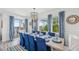 Elegant dining room with blue accents and a view of the waterfront at 201 Bay N Dr, Bradenton Beach, FL 34217