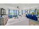 Open concept living space with white furniture, a dining area, and beautiful waterfront views at 201 Bay N Dr, Bradenton Beach, FL 34217