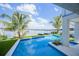 Beautiful pool and patio area overlooking a scenic view of the ocean and dock at 201 Bay N Dr, Bradenton Beach, FL 34217