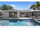 Inviting backyard showcasing a pool, patio furniture, manicured lawn, and modern home exterior at 2202 Alpine Ave, Sarasota, FL 34239