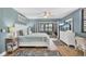 Bright bedroom with a lake view and access to a screened patio at 308 Timber Lake Dr, Bradenton, FL 34210