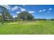 Lush green backyard featuring mature trees and a serene view of the adjacent golf course, creating a peaceful outdoor space at 3572 Ferndell, Sarasota, FL 34235