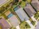 Aerial view of the property, showcasing the backyard pool and well-manicured lawn at 4529 Golden Gate Cv, Bradenton, FL 34211